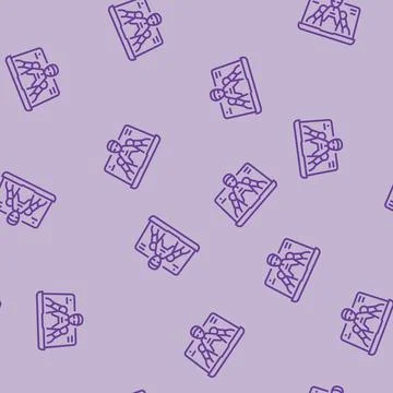 Virtual assistant hybrid work line seamless pattern Illustrazione stock
