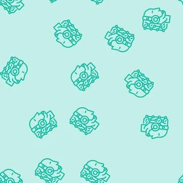 Virtual assistant hybrid work line vector seamless pattern Stock Illustration