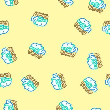 Virtual assistant hybrid work vector seamless pattern Ilustração Stock