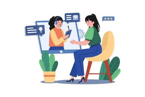 Virtual Assistant Illustration concept on white background Stock Illustration