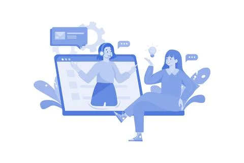 Virtual Assistant Illustration concept on a white background Stock Illustration