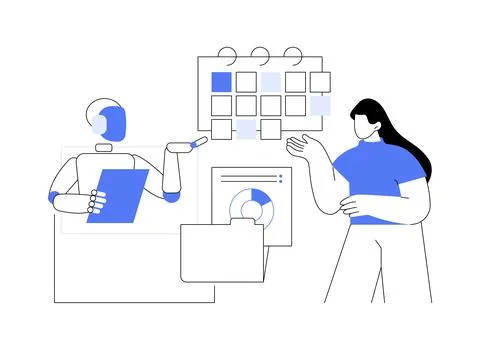 Virtual assistant isolated cartoon vector illustrations. Ilustración de archivo