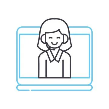 Virtual assistant line icon, outline symbol, vector illustration, concept sign Ilustración de archivo
