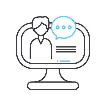 Virtual assistant line icon, outline symbol, vector illustration, concept sign Stock Illustration