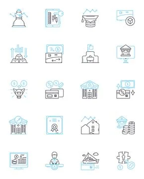 Virtual assistant linear icons set. efficiency, productivity, automation Ilustração Stock