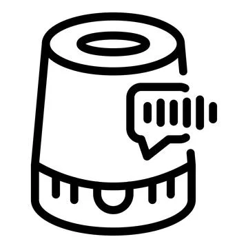 Virtual assistant loudspeaker icon outline vector. Smart voice command speaker Stock Illustration