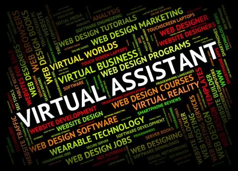 Virtual Assistant Shows Independent Contractor And Pa Ilustración de archivo