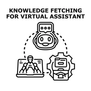 Virtual assistant technology collecting knowledge data concept Stockillustratie