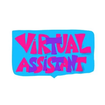 Virtual assistant text with speech bubble isolated. Hand drawn quote. Custome Ilustración de archivo