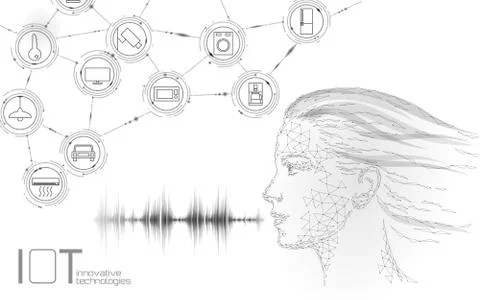 Virtual assistant voice recognition service technology. AI artificial intelli Stock Illustration