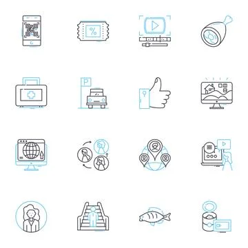 Virtual assistants linear icons set. Automation, Productivity, Efficiency Stock Illustration