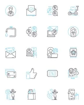 Virtual assistants linear icons set. Automation, Productivity, Efficiency Stock Illustration