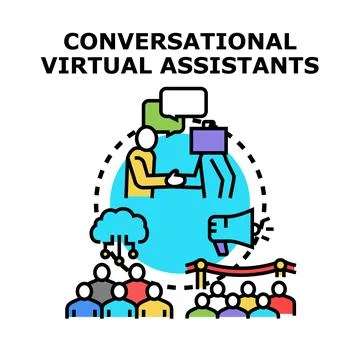 Virtual assistants providing customer support and business solutions Stock Illustration