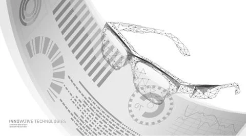 Virtual augmented reality glasses low poly. Innovation media entertainment Stock-Illustration