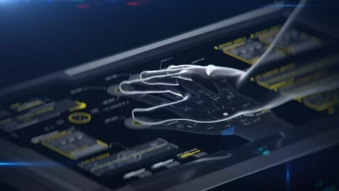 Virtual authorization, fingerprints scan, biometrics, ID validation, login Stock Footage 117137018
