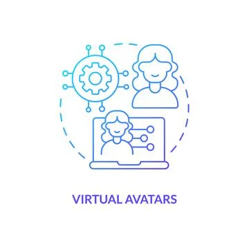 Virtual avatars blue gradient concept icon Illustrazione stock