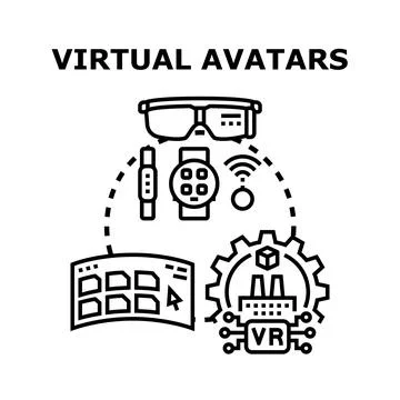 Virtual avatars creating and managing metaverse concepts 库存插图