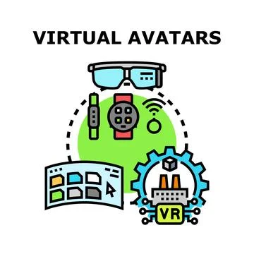 Virtual avatars creating and managing metaverse concepts 库存插图