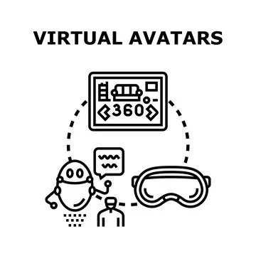 Virtual avatars interacting with immersive reality technology Stock Illustration