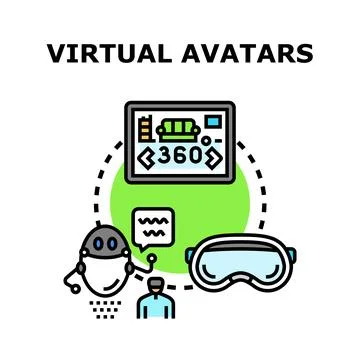 Virtual avatars interacting with immersive reality technology Stock Illustration