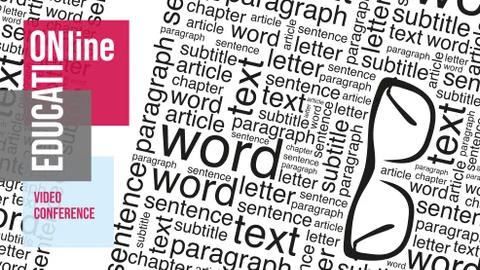 Virtual background for video conferencing. A pattern of words. Words of diffe 库存插图