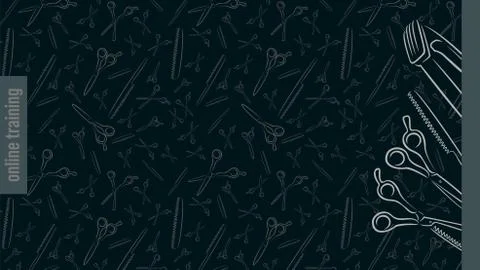 Virtual background for video conferencing. Template for hairdressing courses Stock Illustration