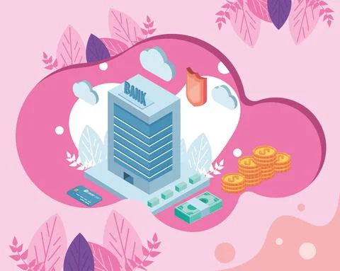 Virtual banking in cloud Stock Illustration