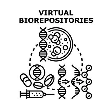 Virtual biorepositories conceptualizing biological data and genetic research Stock Illustration