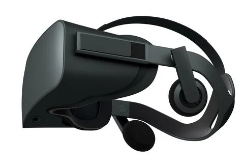 Virtual black reality glasses isolated on white background. 3d rendering Stock Illustration
