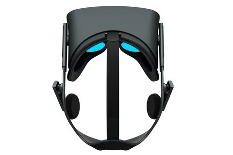 Virtual black reality glasses isolated on white background. 3d rendering 스톡 일러스트