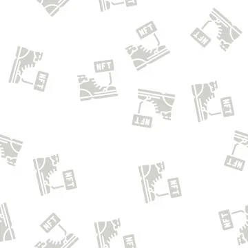 Virtual blockchain-based sneakers glyph vector seamless pattern Stock Illustration