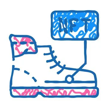 Virtual blockchain-based sneakers icon doodle illustration Stock Illustration