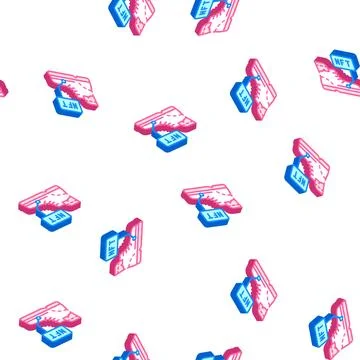 Virtual blockchain-based sneakers isometric icon seamless pattern 스톡 일러스트