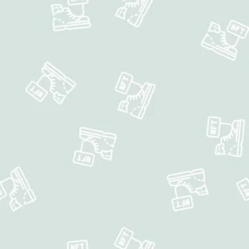 Virtual blockchain-based sneakers line vector seamless pattern Stock Illustration
