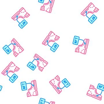 Virtual blockchain-based sneakers vector seamless pattern Stock Illustration