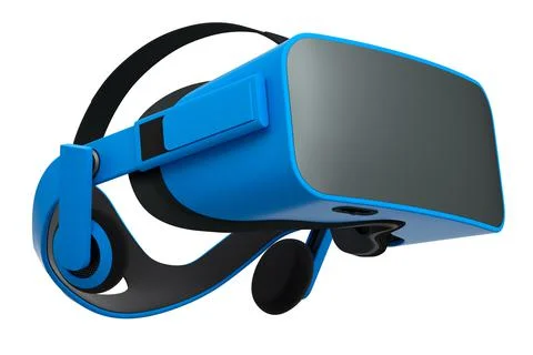 Virtual blue reality glasses isolated on white background. 3d rendering Stock Illustration