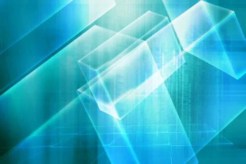 Virtual Boxes on transparent grid floor with light rays concept series イラスト素材