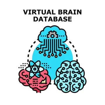 Virtual brain database connecting science to artificial intelligence Stock Illustration