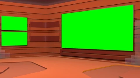 Virtual broadcasting studio with abstract footage video and green screen Video stock 119704880