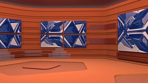 Virtual broadcasting studio with abstract footage video and green screen Video stock 119705433