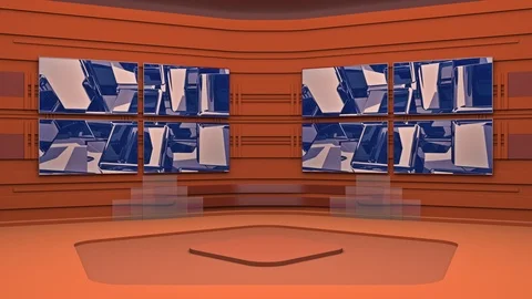 Virtual broadcasting studio with abstract video and green screen area Video stock 119705294