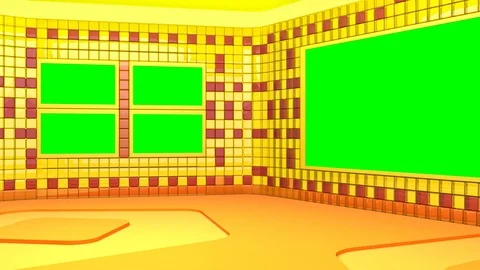 Virtual broadcasting studio with green screen area. Camera movement Video stock 119866856