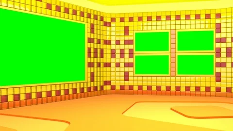 Virtual broadcasting studio with green screen area. Camera movement Video stock 119866864