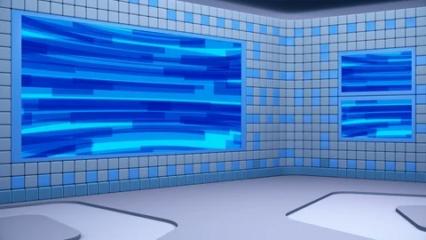 Virtual broadcasting studio with looping abstract footage video and green screen Video stock 119419448