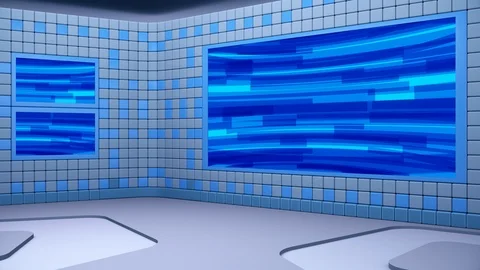 Virtual broadcasting studio with looping abstract footage video and green screen Video stock 119425885