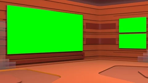 Virtual broadcasting studio with looping abstract footage video and green screen Video stock 119705601