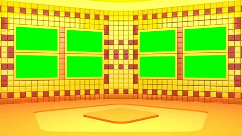 Virtual broadcasting studio with looping abstract footage video and green screen Video stock 119866796