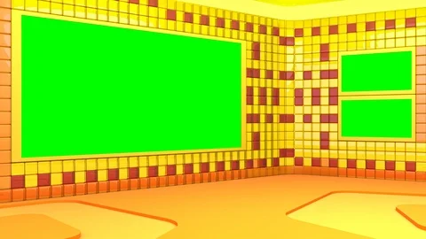 Virtual broadcasting studio with looping abstract footage video and green screen Video stock 119866882