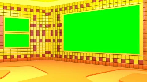 Virtual broadcasting studio with looping abstract footage video and green screen Video stock 119867155
