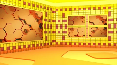 Virtual broadcasting studio with looping video and green screen. Camera movement Video stock 119867123